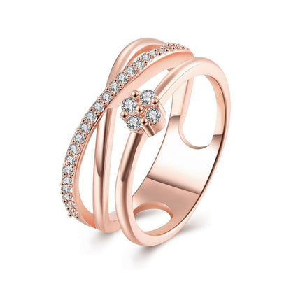 Rockyu 指輪 レディース 18K ピンクゴールド キラキラ おしゃれ リング 華奢デザイン ジュエリー 女性 プレゼント