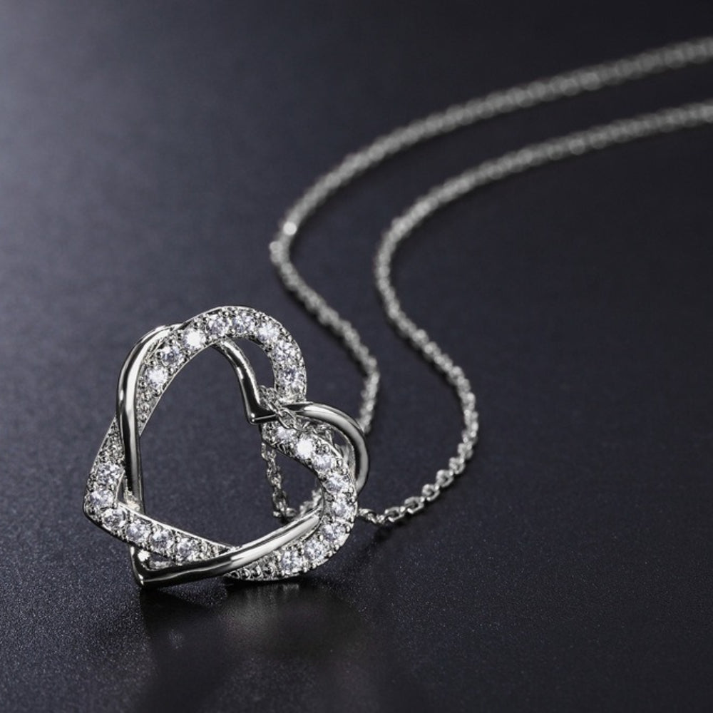 Rockyu ハートモチーフ ネックレス レディース ジルコニア 18Kローズゴールド仕上げ 鏡面仕上げ アレルギー対応