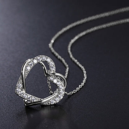 Rockyu ハートモチーフ ネックレス レディース ジルコニア 18Kローズゴールド仕上げ 鏡面仕上げ アレルギー対応