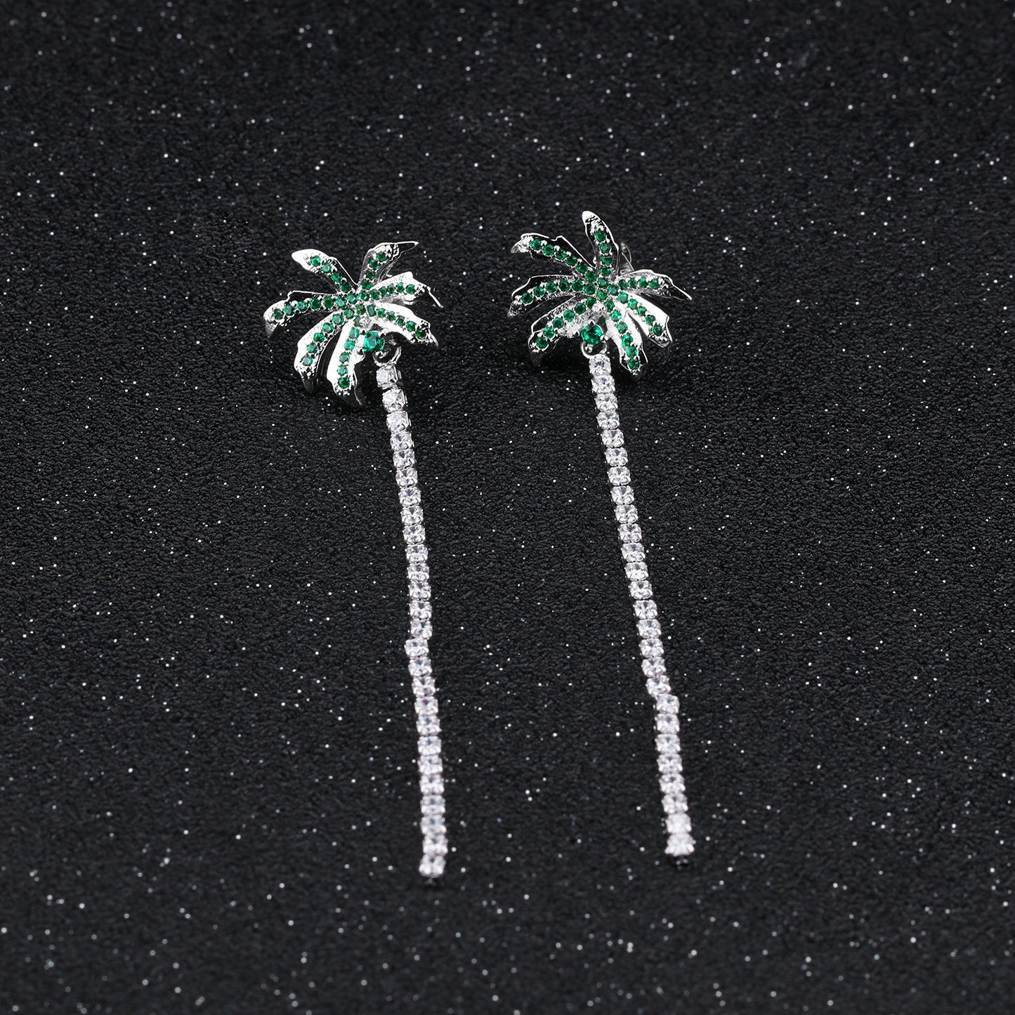 Rockyu ココナッツツリーデザイン チェーンピアス レディース ジルコニア サマーリゾートスタイル