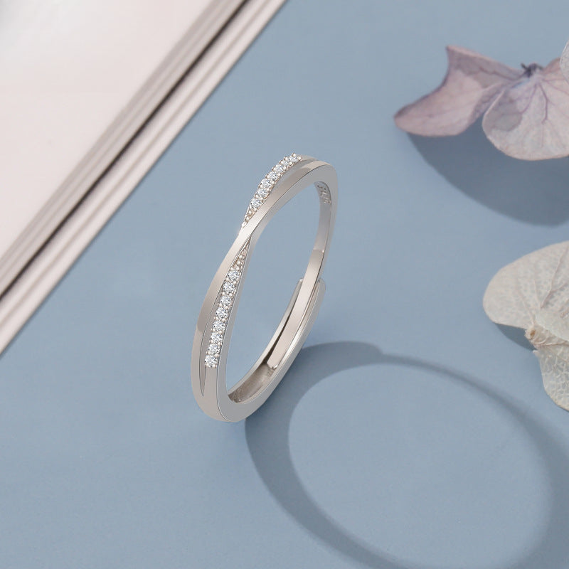 Rockyu レディース フリーサイズ クロスリング｜18Kコーティング ピンクゴールド＆ジルコニア 指輪