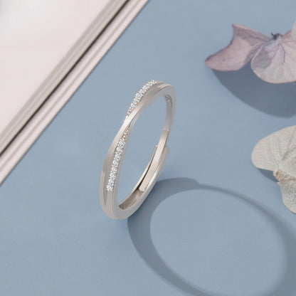 Rockyu レディース フリーサイズ クロスリング｜18Kコーティング ピンクゴールド＆ジルコニア 指輪