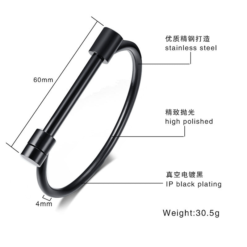 Rockyu シンプルチタンバングル｜4色展開のスタイリッシュひづめ風ブレスレット