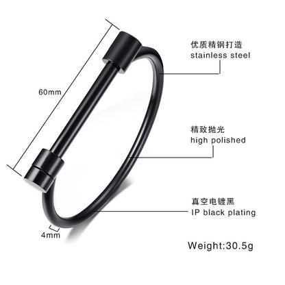 Rockyu シンプルチタンバングル｜4色展開のスタイリッシュひづめ風ブレスレット