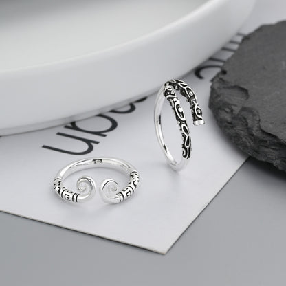 Rockyu 孫悟空モチーフ ペアリング2個セット シルバー925 フリーサイズ 中華風指輪