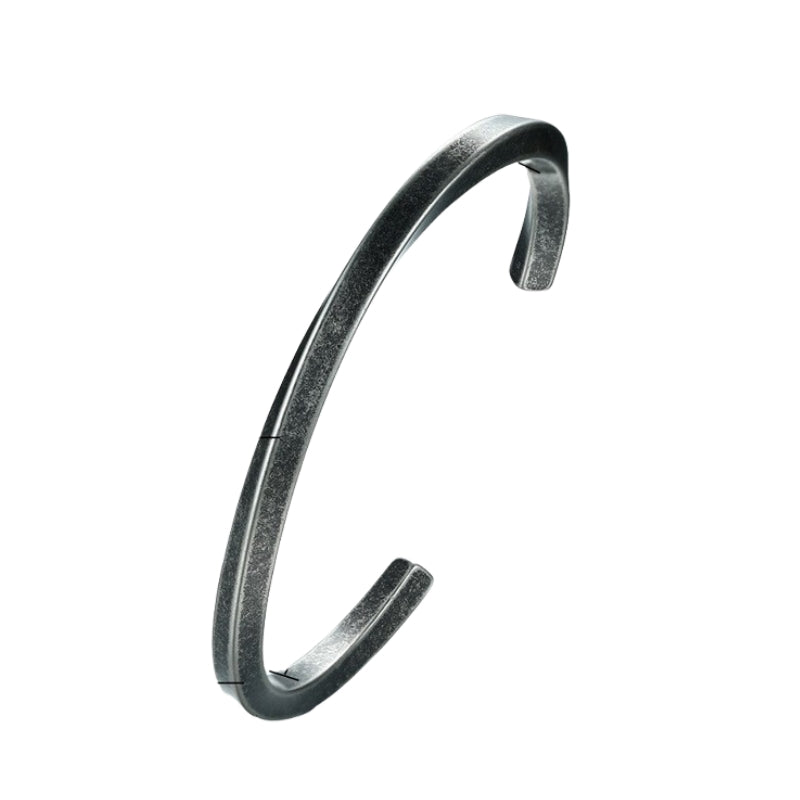 Rockyu C型チタンバングル レディース メンズ兼用 シルバー ゴールド ピンクゴールド ブラック サイズ調整可