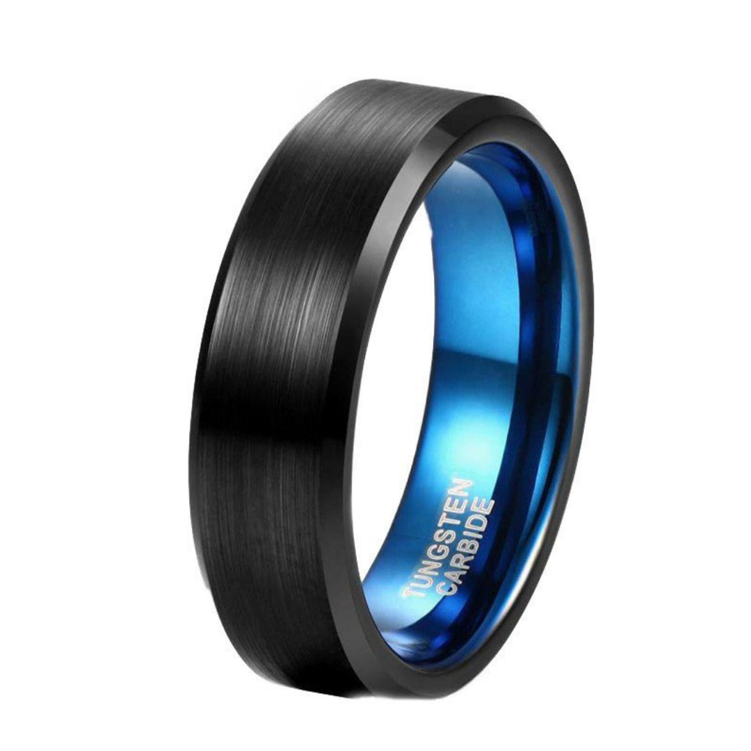Rockyu タングステンリング メンズ 6mm 幅 シルバー・ブラック・ゴールド 平打ち シンプルデザイン
