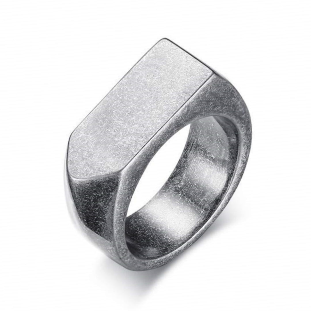 メンズ印台リング｜ステンレス 幅広 スクエアデザイン 指輪 金属アレルギー対応