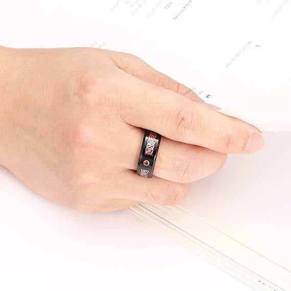 Rockyu タングステンリング メンズ 龍紋デザイン おしゃれ 幅8mm 指輪