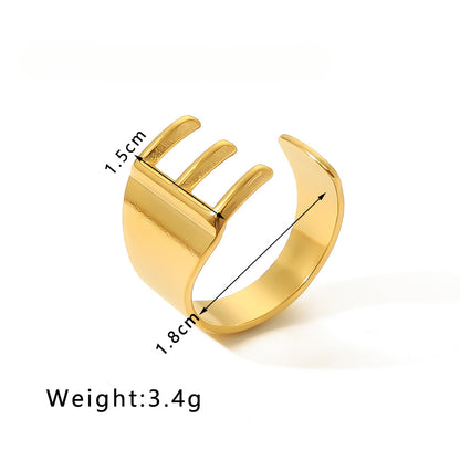 Rockyu イニシャルリング A〜Z選べる 太めゴールド フリーサイズステンレス指輪