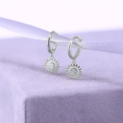 Rockyu ピアス レディース フープ 太陽 向日葵 18金 CZジルコニア シルバー925