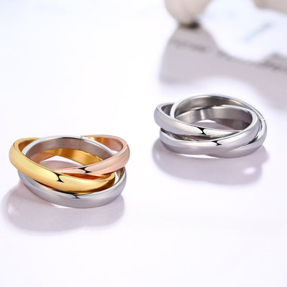 Rockyu トリニティリング 指輪 レディース メンズ 2連/3連/4連 ステンレススチール 幅2mm/3mm 金属アレルギー対応