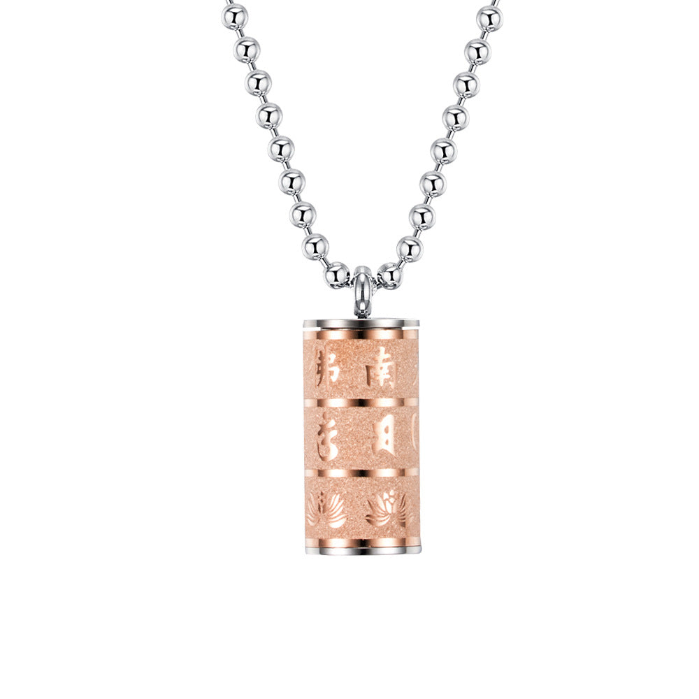 Rockyu ネックレス シリンダー ペンダント ステンレス ゴールド×シルバー 蓮モチーフ メンズ レディース