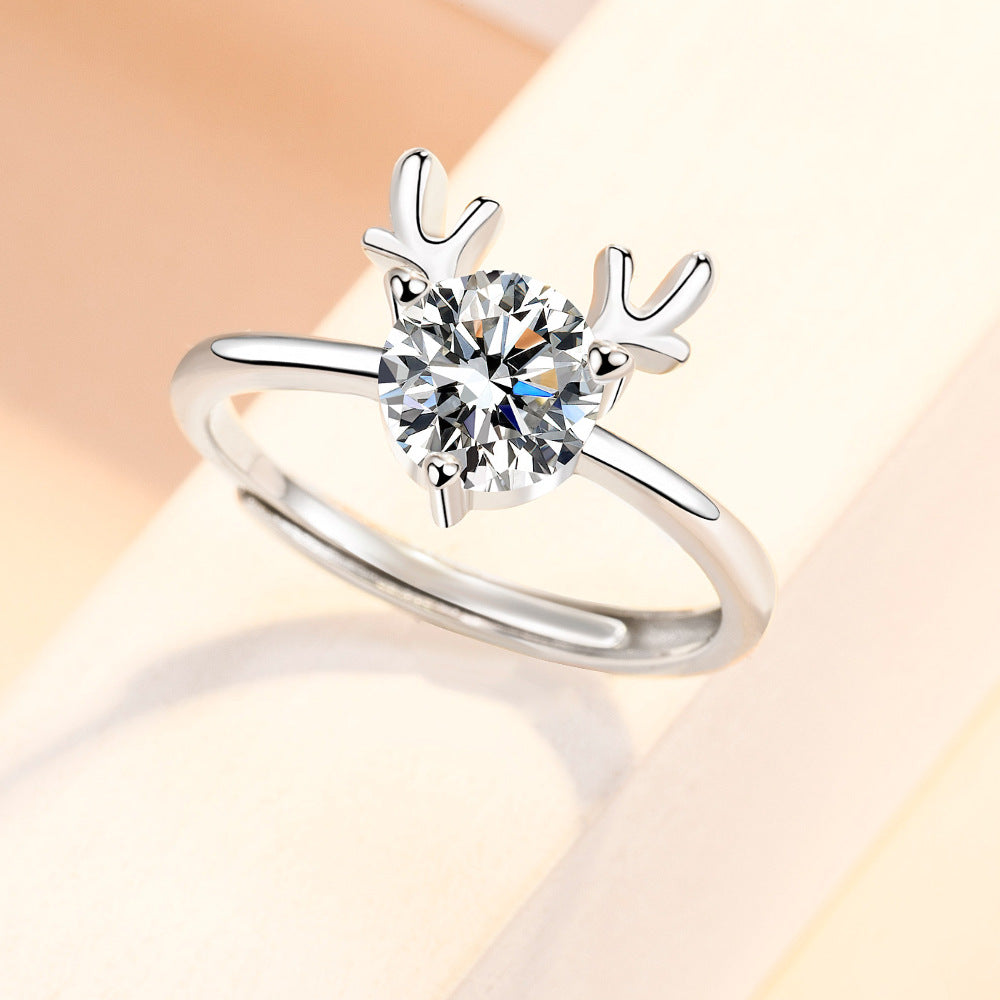 レディース 指輪 フリーサイズ 可愛いジルコニアリング 4デザイン展開 キラキラ大粒シルバーリング