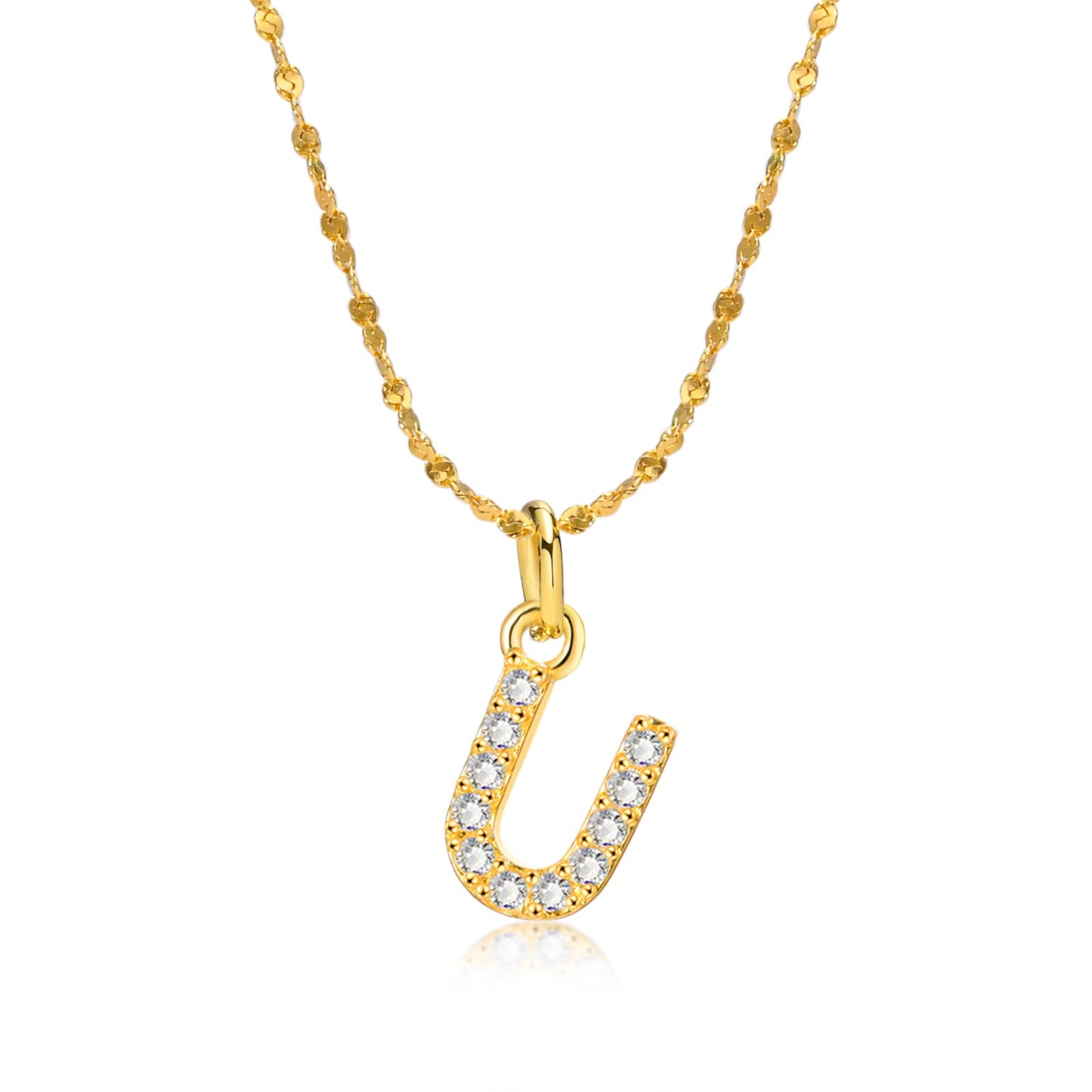 Rockyu ネックレス レディース ゴールド イニシャルペンダント ジルコニア アレルギー対応