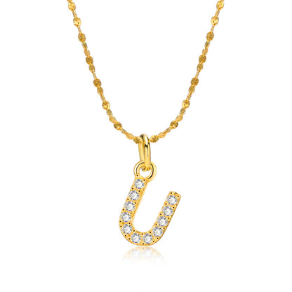 Rockyu ネックレス レディース ゴールド イニシャルペンダント ジルコニア アレルギー対応