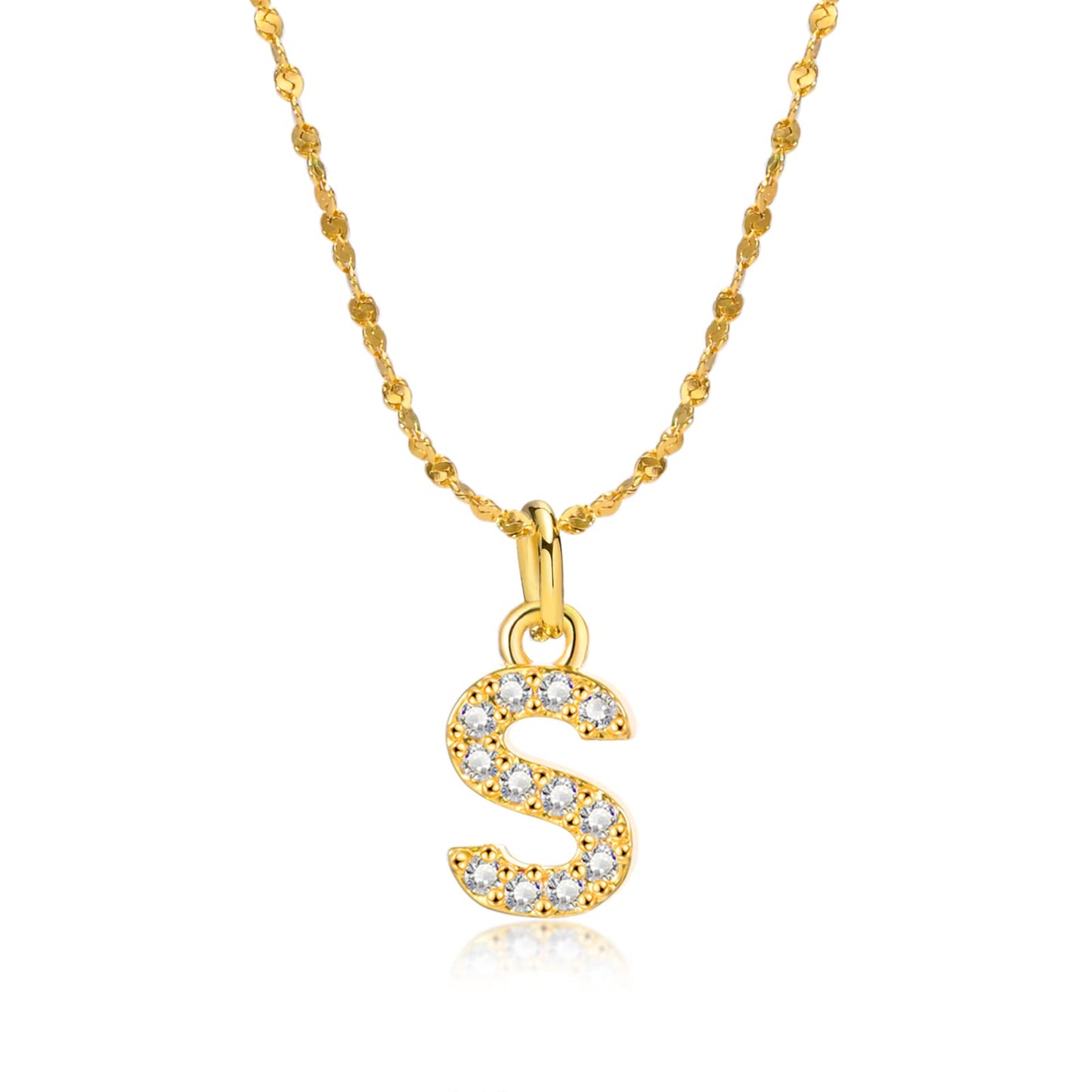 Rockyu ネックレス レディース ゴールド イニシャルペンダント ジルコニア アレルギー対応