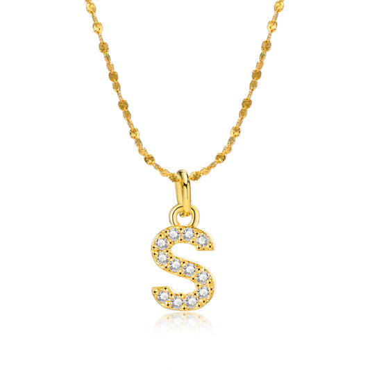 Rockyu ネックレス レディース ゴールド イニシャルペンダント ジルコニア アレルギー対応