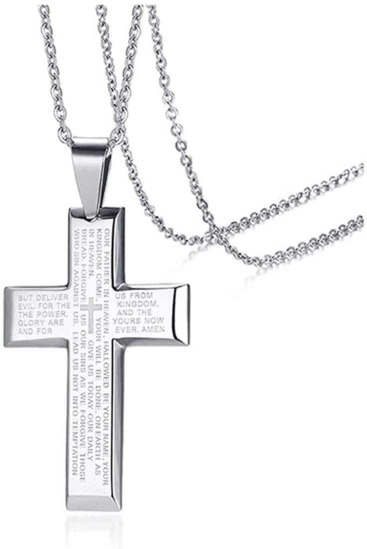 Rockyu クロスネックレス ステンレス メンズ ゴールド ブラック シルバー ペンダント