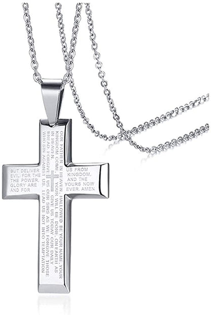 Rockyu クロスネックレス ステンレス メンズ ゴールド ブラック シルバー ペンダント