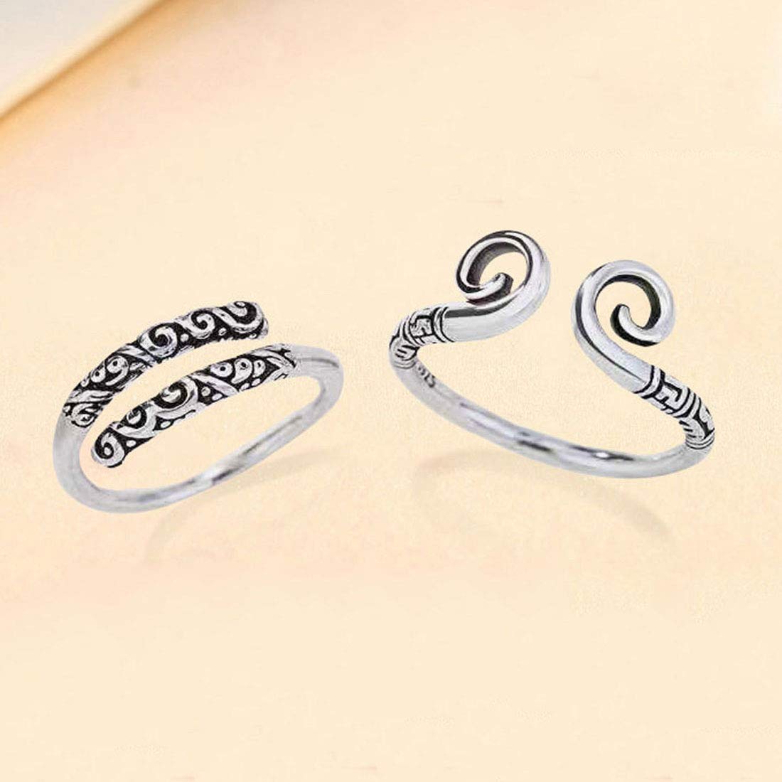 Rockyu 孫悟空モチーフ ペアリング2個セット シルバー925 フリーサイズ 中華風指輪