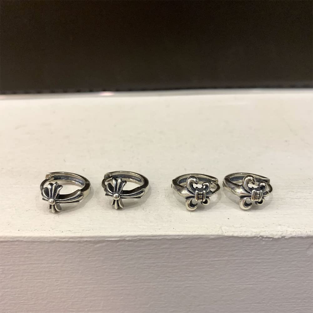 Rockyu ピアス メンズ シルバー925 クロス フープピアス 小ぶり リング 両耳用 男女兼用 アレルギー対応