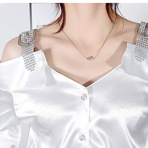 Rockyu レディース ネックレス ハート 結び ピンクゴールド 18金 メッキ チタン 鎖骨チェーン