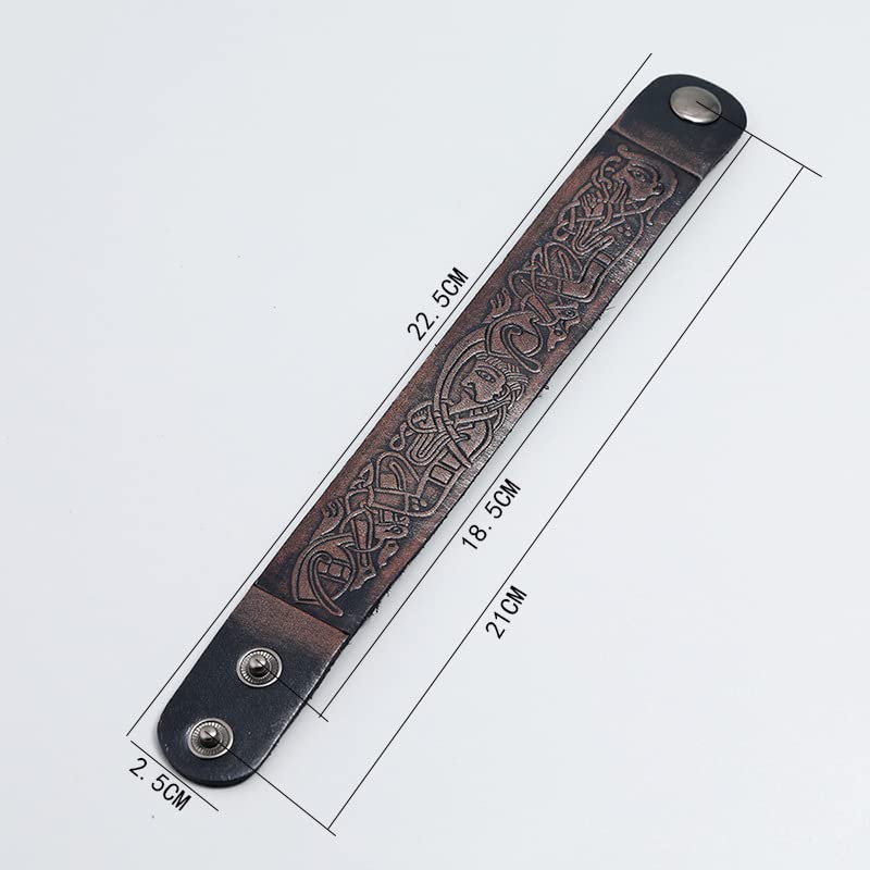 Rockyu ブレスレット メンズ レザー ヴィンテージ風 エンボス模様 ハンドメイド カフバングル シンプル おしゃれ ギフト