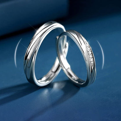 Rockyu ペアリング 純銀 シンプルデザイン シルバー925 メンズ＆レディース フリーサイズ