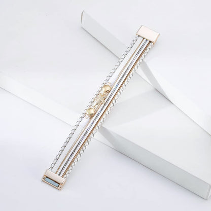 Rockyu ヒトデ＆貝殻モチーフ 多連レザーブレスレット レディース 夏 ハワイアン風