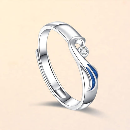 Rockyu フェニックスペアリング シルバー925 純銀製 カップル用フリーサイズリング 2個セット