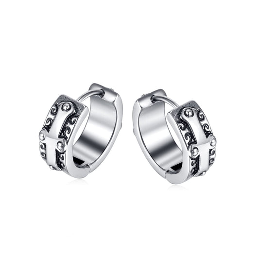 Rockyu クロスデザインステンレスフープピアス メンズ レディース