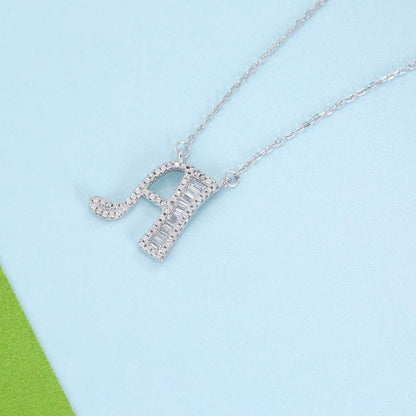 Rockyu アルファベットネックレス レディース シルバー925 ジルコニア A-Z イニシャルペンダント