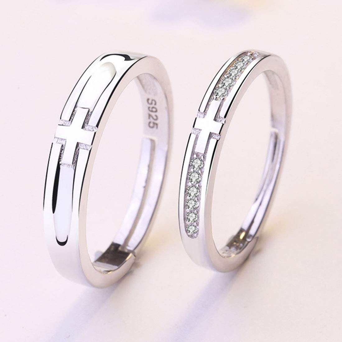 Rockyu ペアリング シルバー925 クロスデザイン メンズ フリーサイズ 結婚・婚約対応