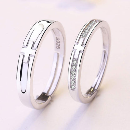 Rockyu ペアリング シルバー925 クロスデザイン メンズ フリーサイズ 結婚・婚約対応