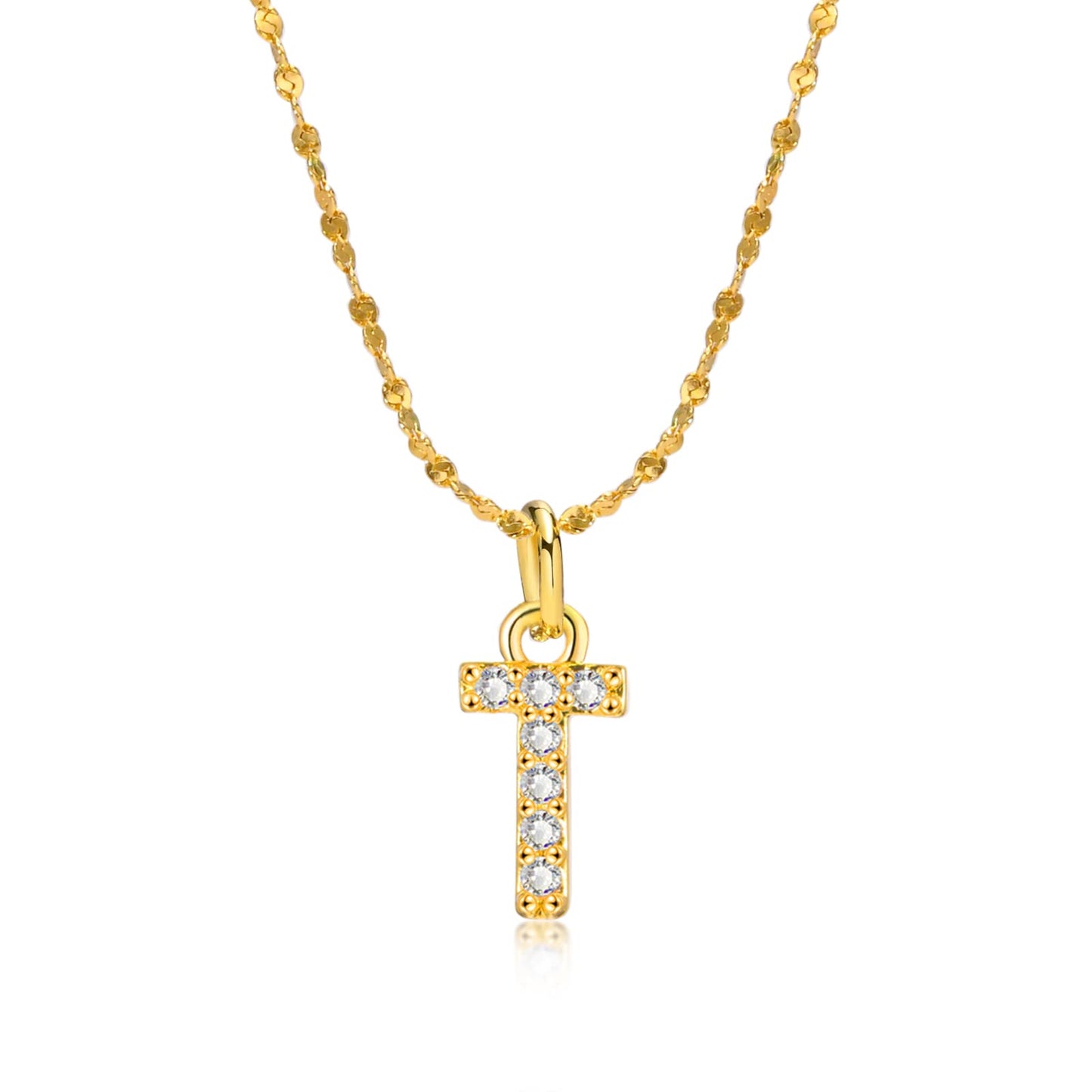 Rockyu ネックレス レディース ゴールド イニシャルペンダント ジルコニア アレルギー対応