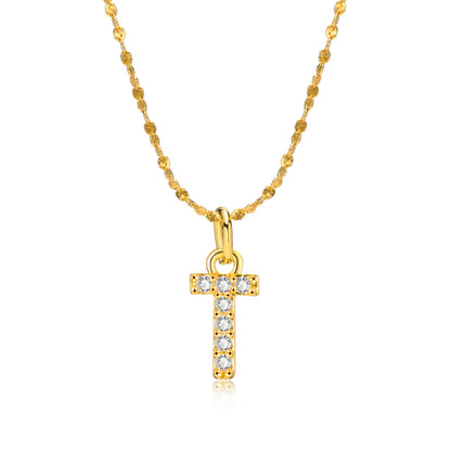 Rockyu ネックレス レディース ゴールド イニシャルペンダント ジルコニア アレルギー対応