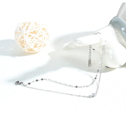 Rockyu ブレスレット レディース ピンクゴールド 2連チェーン ジルコニア付き 細身ジュエリー アレルギー対応