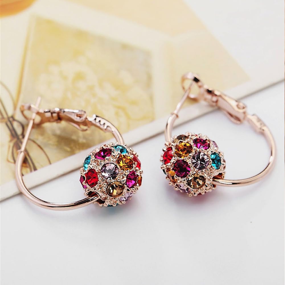 Rockyu ジュエリー フープピアス レディース オーストリア水晶 ミラーボール 揺れるイヤリング