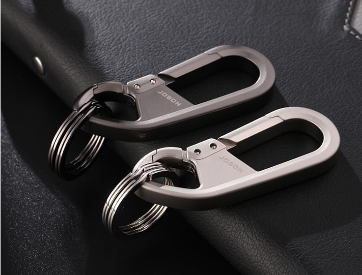 Rockyu キーホルダー メンズ レディース 車用 ダブルリング シルバー 亜鉛合金