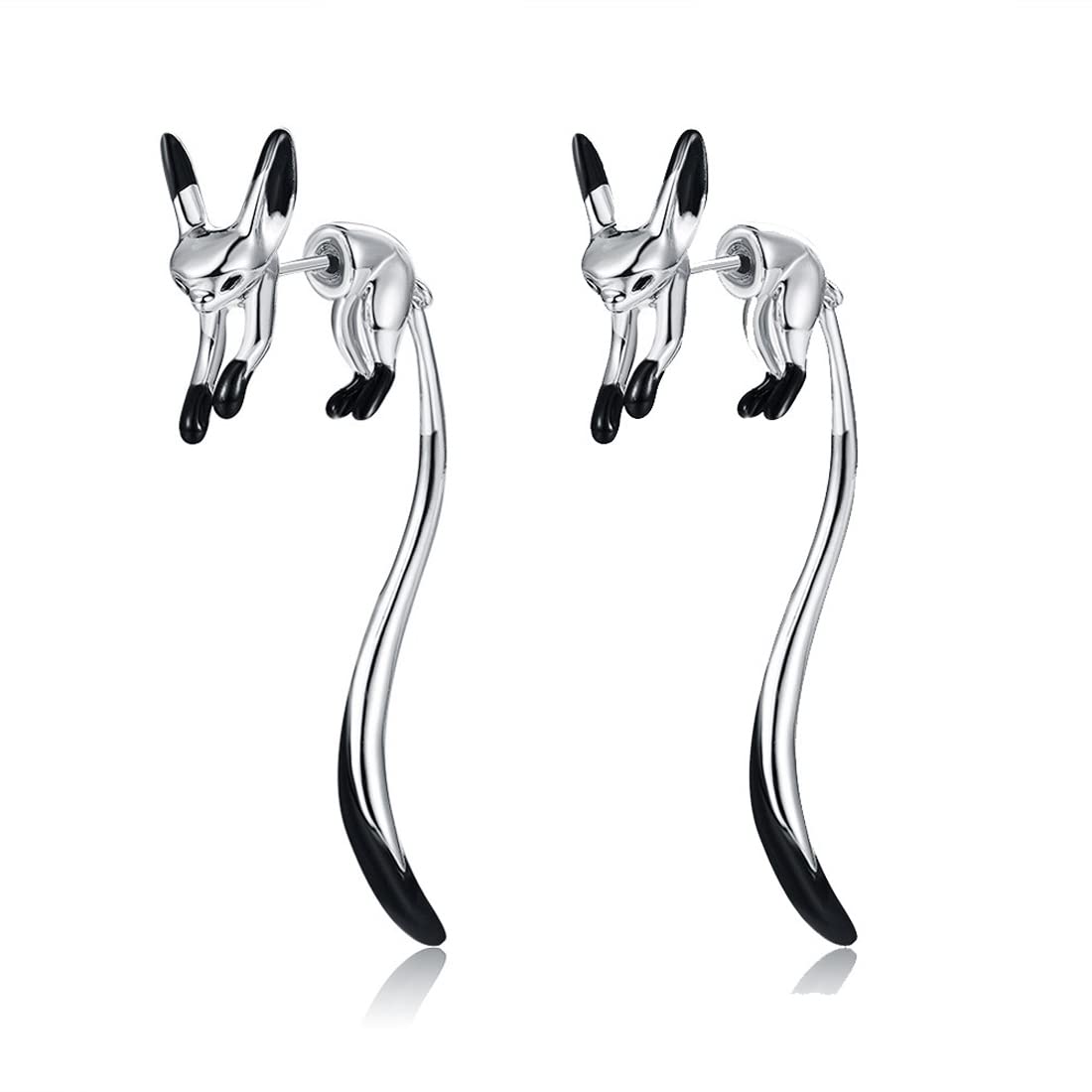 Rockyu キツネモチーフピアス｜おしゃれに揺れるアニマルデザイン・鏡面仕上げ