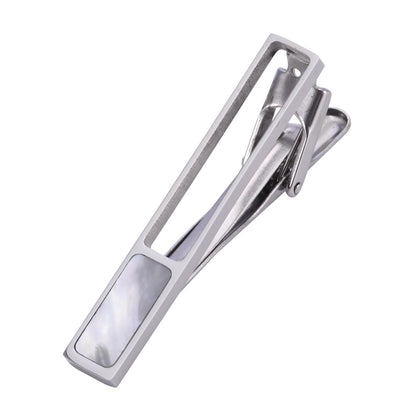 Rockyu ネクタイピン メンズ 誕生石＆天然貝インレイ 水色石 青砂石 パールシェル 黒蝶貝 5cm ビジネス フォーマル