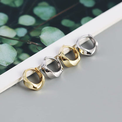 Rockyu ツイストフープピアス レディース 小さめ シルバー925 金属アレルギー対応 ゴールド/シルバー