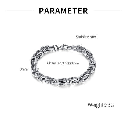 ブレスレット メンズ ビザンチンチェーン 幅8mm ステンレス ブラック/シルバー