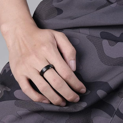 Rockyu タングステンリング メンズ 6mm 幅 シルバー・ブラック・ゴールド 平打ち シンプルデザイン