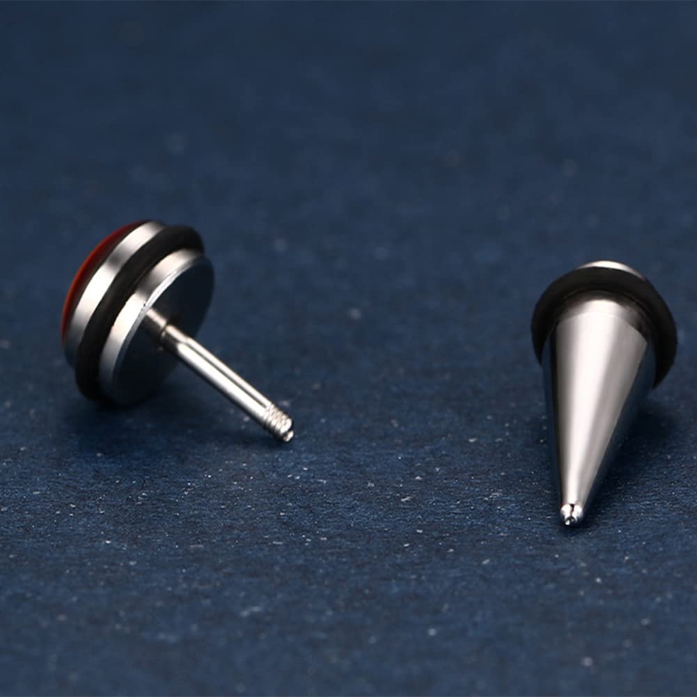 Rockyu レインボー ステンレス スタッドピアス 9mm 円形 メンズ＆ユニセックス