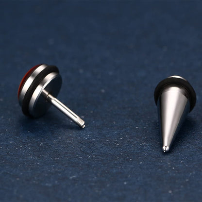 Rockyu レインボー ステンレス スタッドピアス 9mm 円形 メンズ＆ユニセックス