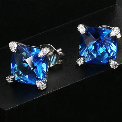 Rockyu ピアス メンズ スクエア ジルコニア 8mm 両耳用 金属アレルギー対応 全5色