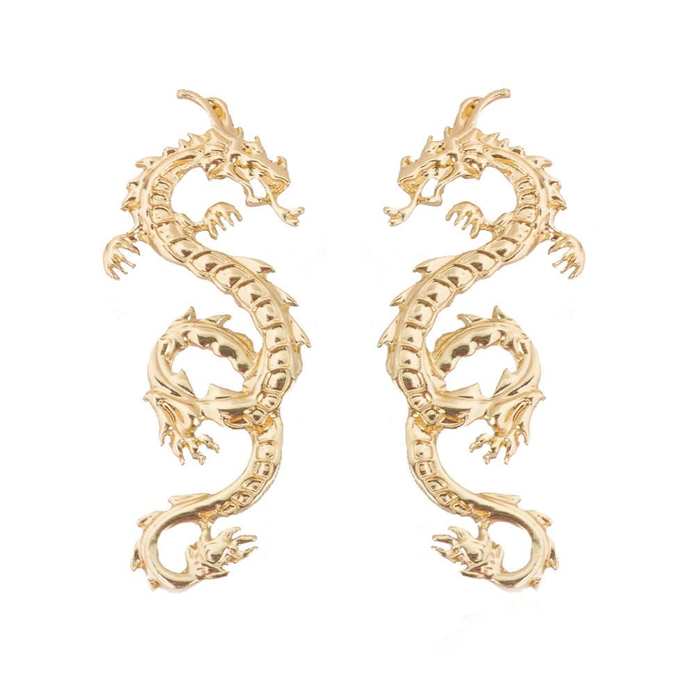 Rockyu ピアス メンズ レディース ドラゴン 龍 シルバー ゴールド 中華風 アクセサリー