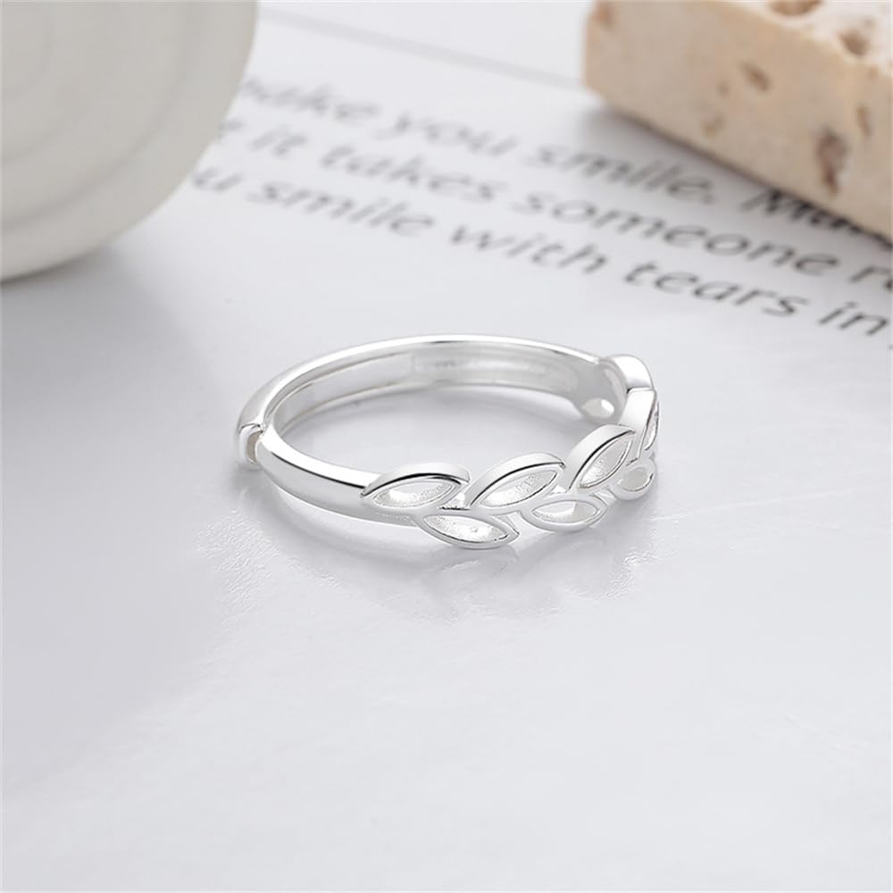 Rockyu 指輪 レディース フリーサイズ シルバー925 葉モチーフ リング 透かし彫り おしゃれ 幸運 プレゼント